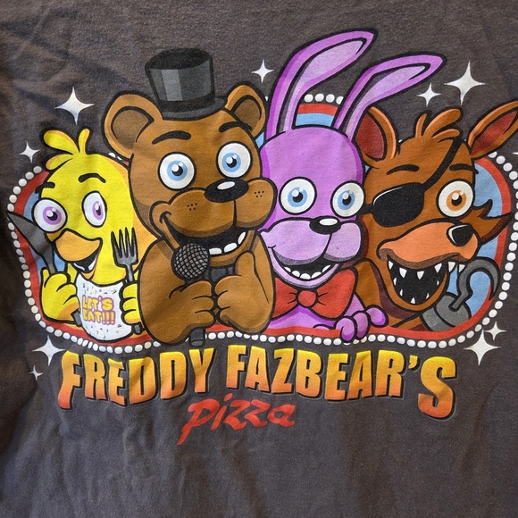 Five Nights at Freddy's FNAF Freddy Fazbear's Pizza Cartoon Graphic Shirt Large - Picture 2 of 11